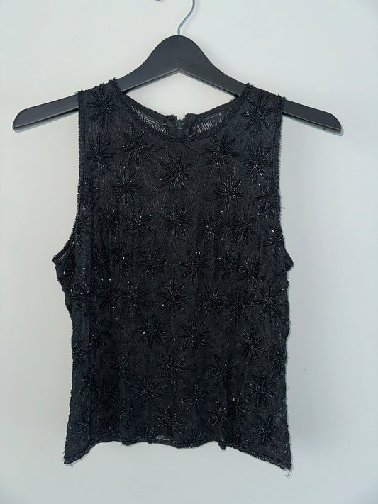Vintage Sheer Embellished Tank Top