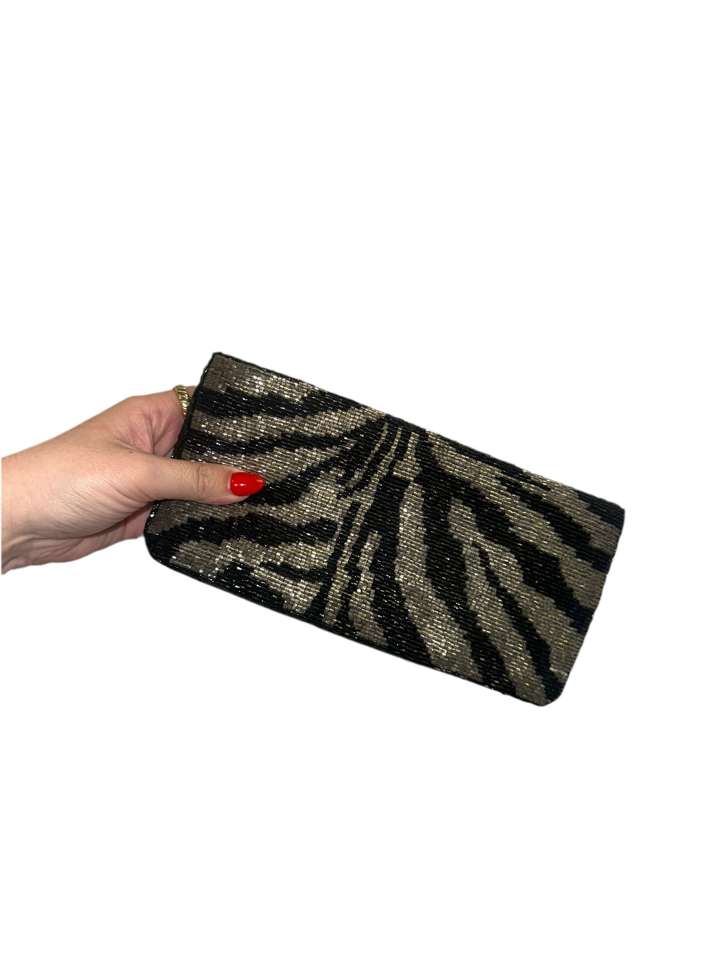 Vintage Zebra Beaded Clutch