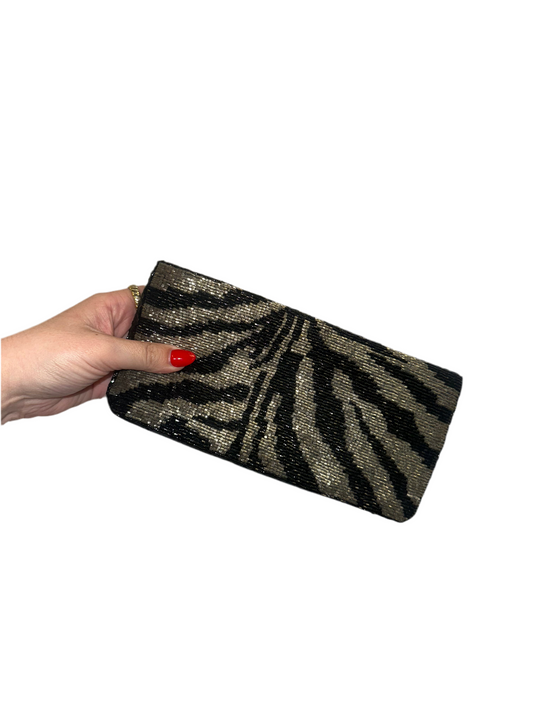 Vintage Zebra Beaded Clutch