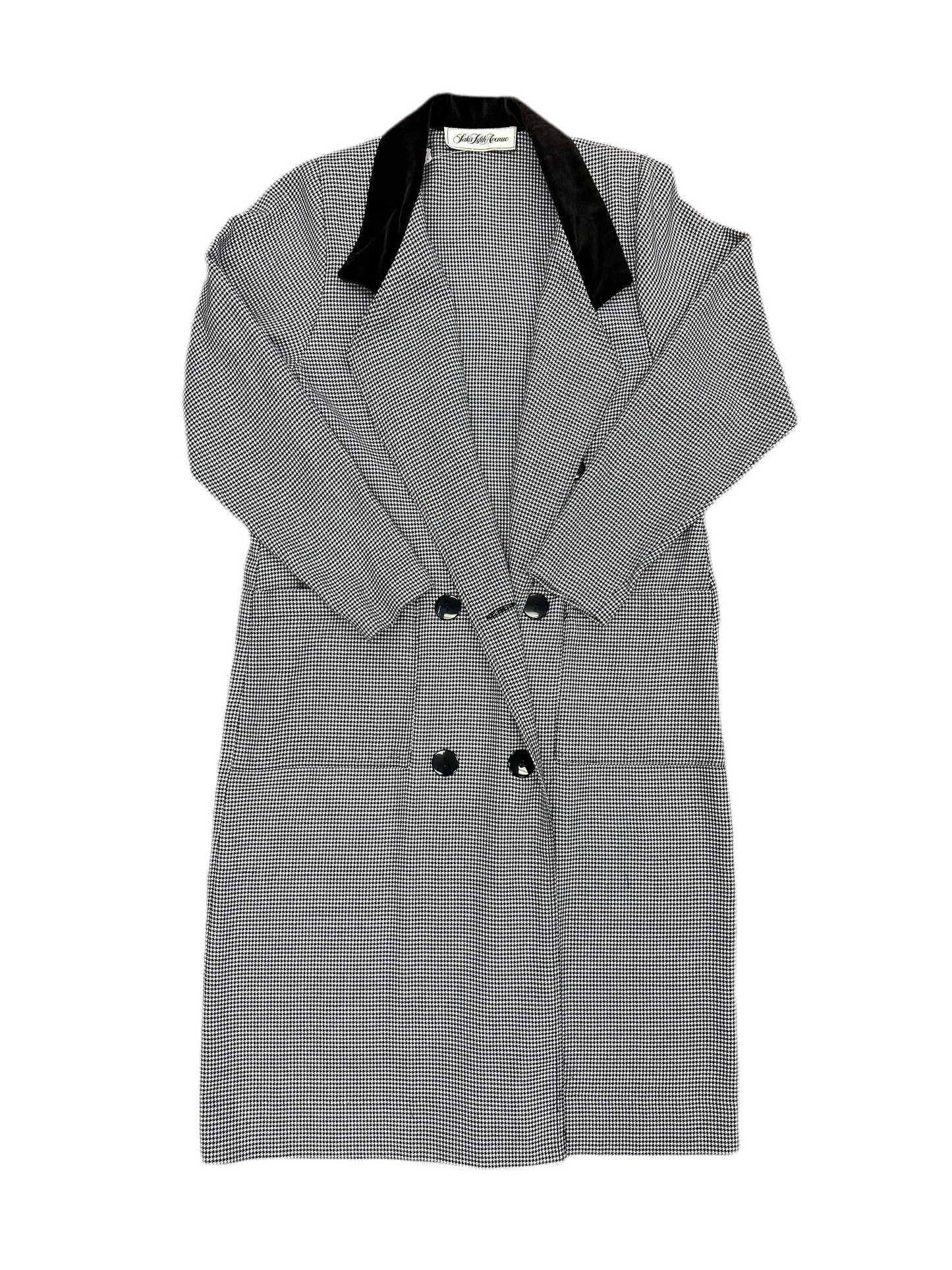 Vintage Saks Fifth Avenue Houndstooth Long Jacket