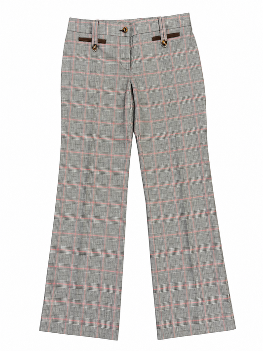 Vintage 90s Dolce & Gabbana Plaid Leather-Trim Trousers