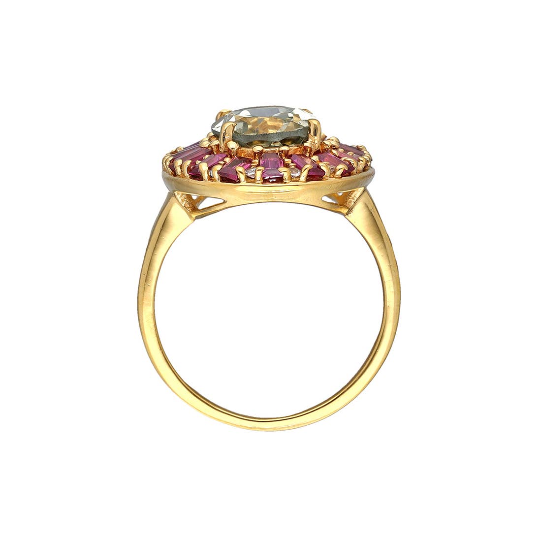 Gold Vermeil Silver Celestial Courtship Green Amethyst Ring