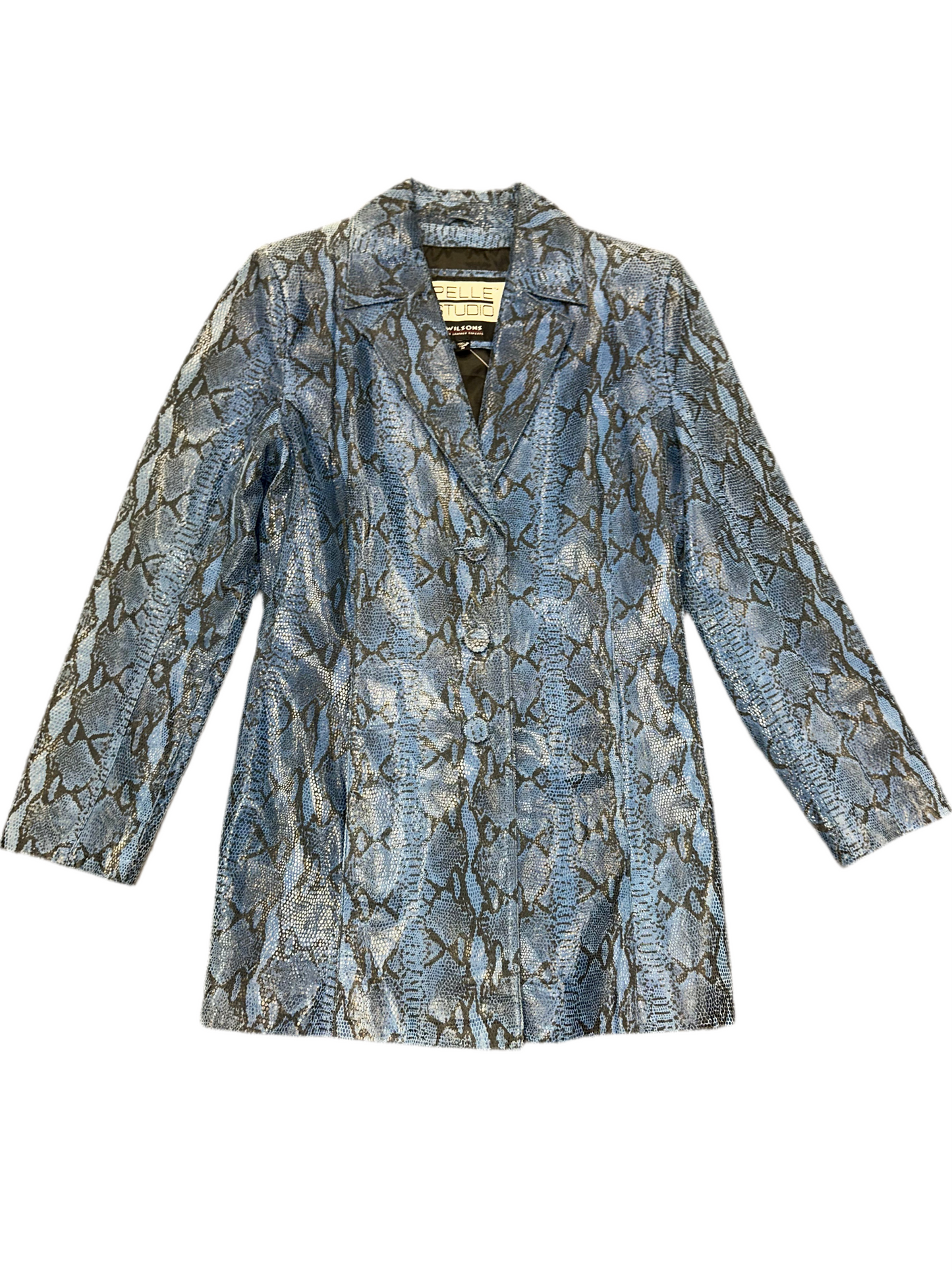 Vintage Blue Leather Snakeskin Jacket