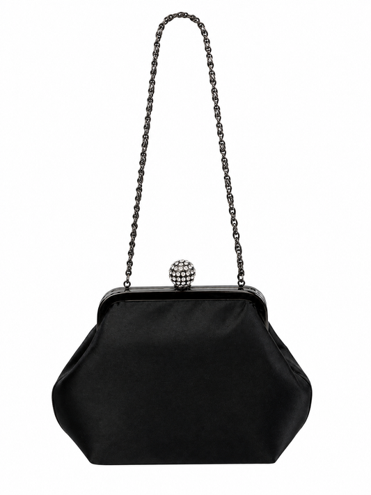 Y2K Rhinestone Bow Satin Kisslock Purse