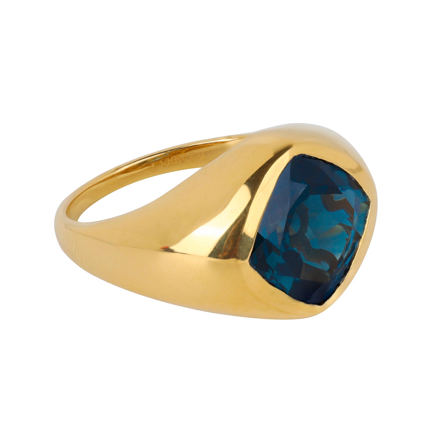 Gold Vermeil Silver Midnight Flame London Blue Topaz Ring