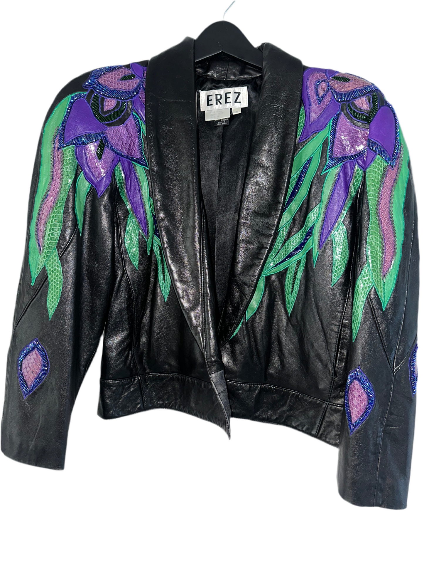 80s Snakeskin and Leather Bomber Jacket