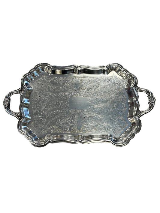 Antique Silver Tray with Handles