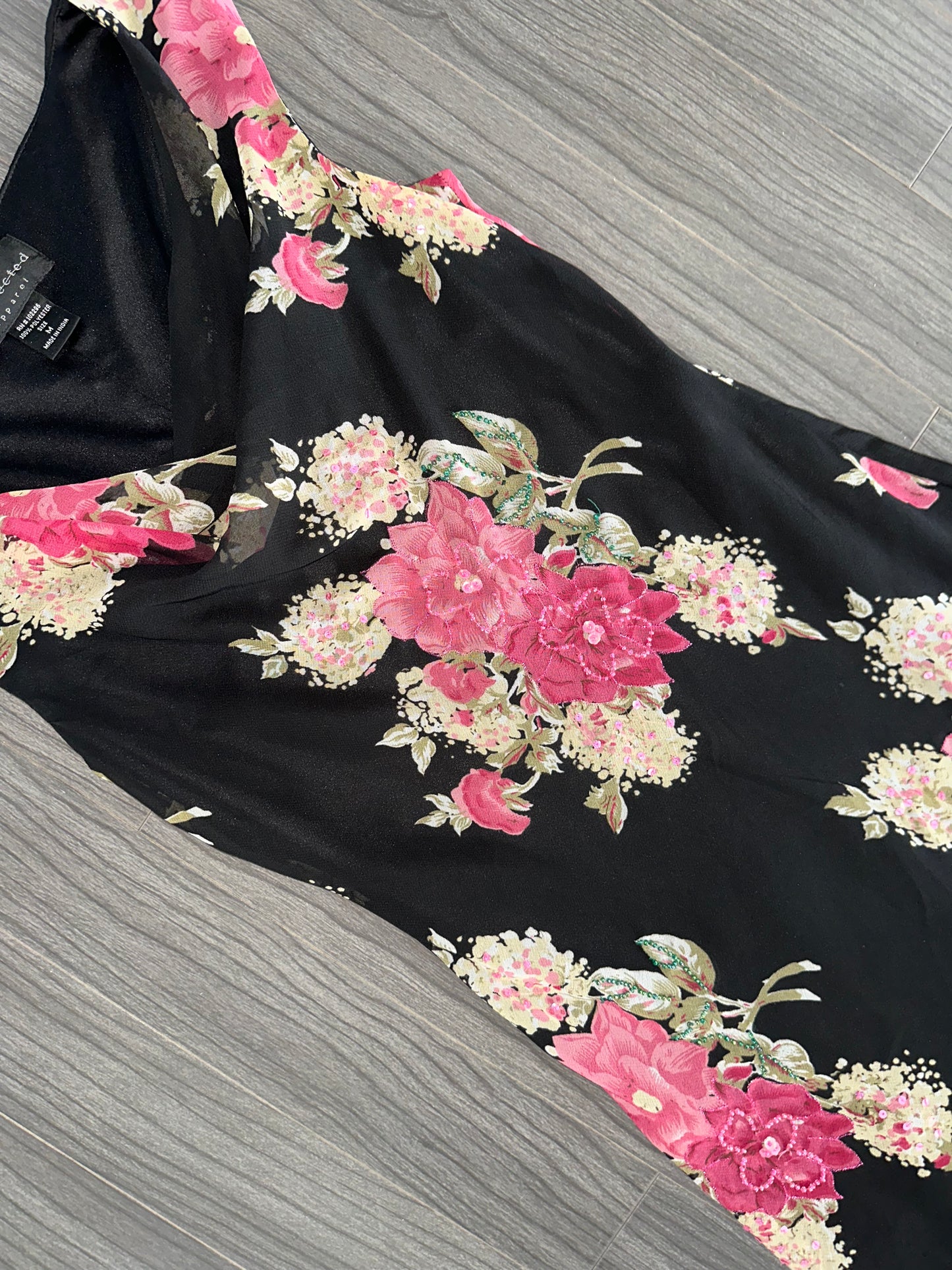 Vintage Floral Cowl Neck Dress