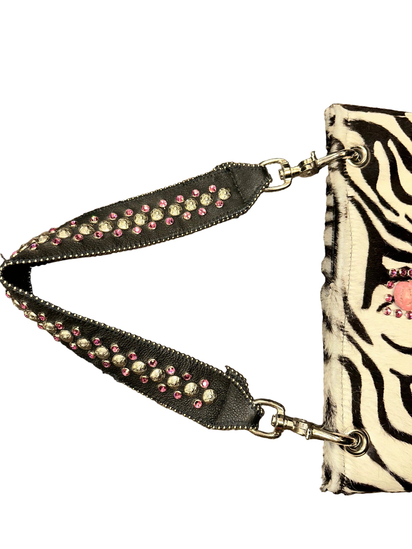Vintage Zebra Ponyhair/Leather Cross Tote