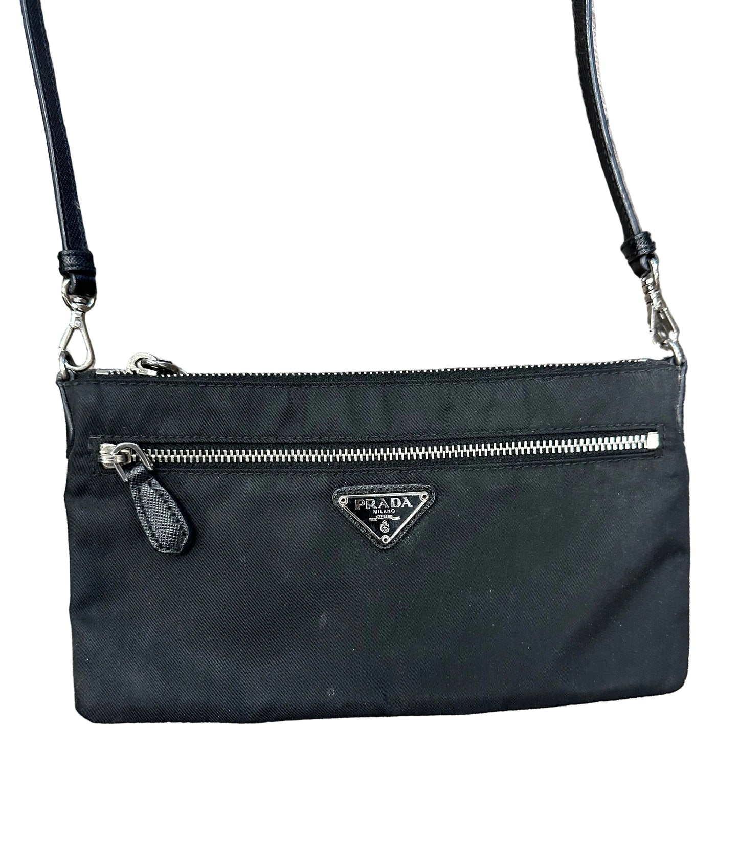 Vintage Prada Black Tessudo Nylon Crossbody Bag