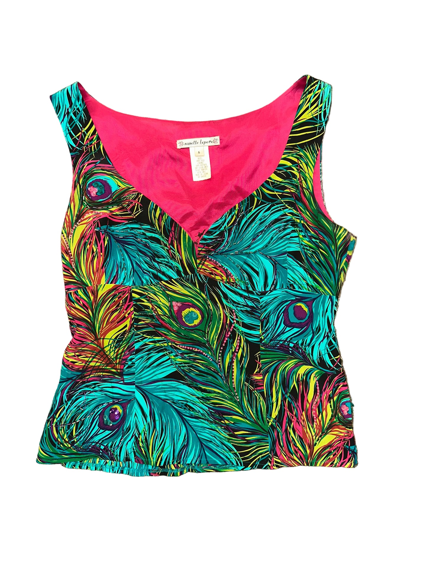 Vintage Nanette Lepore Peacock Tank Top Blouse