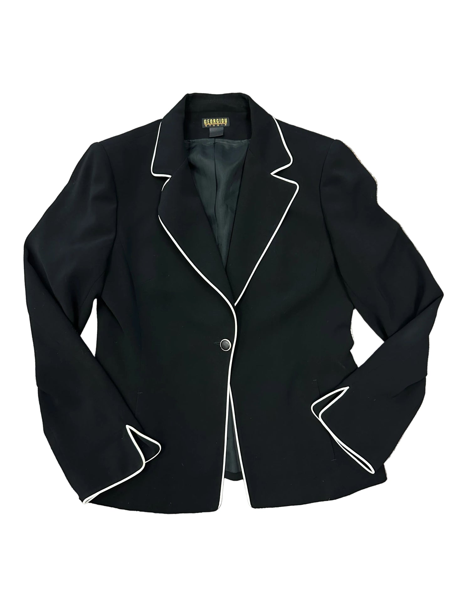 Vintage Black Blazer with White Trim