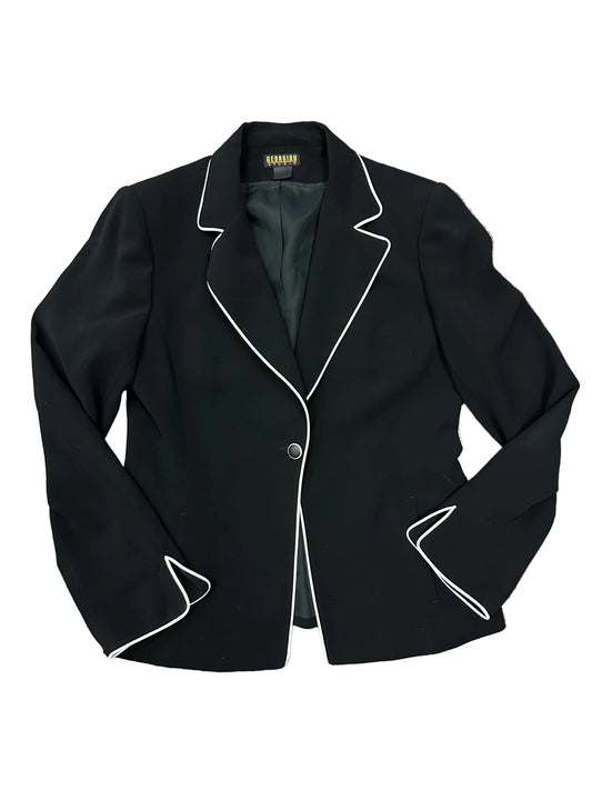 Vintage Black Blazer with White Trim