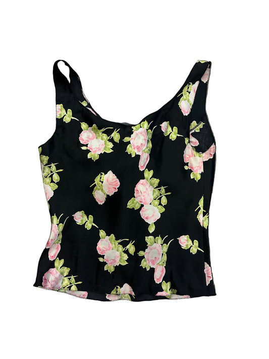 Vintage Floral Silk Tank Top Blouse