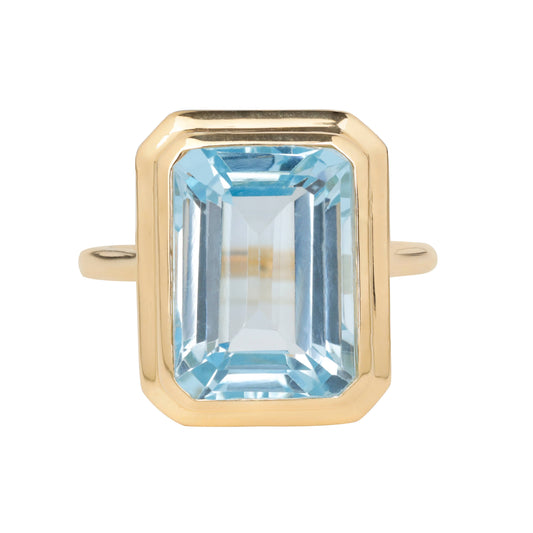 Gold Plated Silver Sky Blue Topaz Celestial Vault Ring