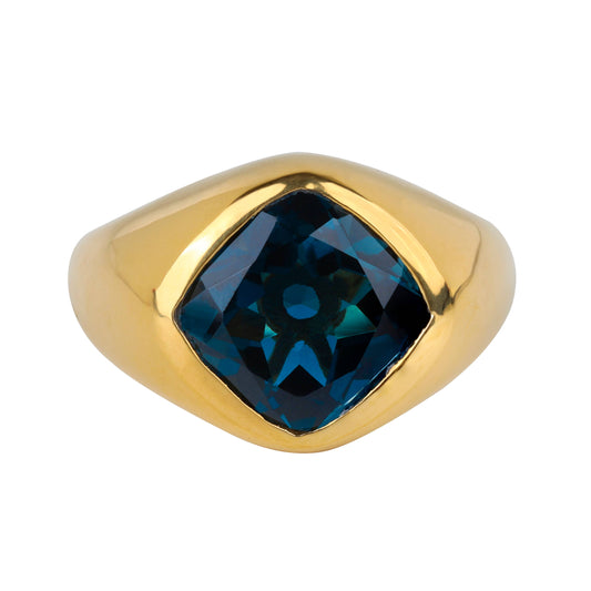 Gold Vermeil Silver Midnight Flame London Blue Topaz Ring