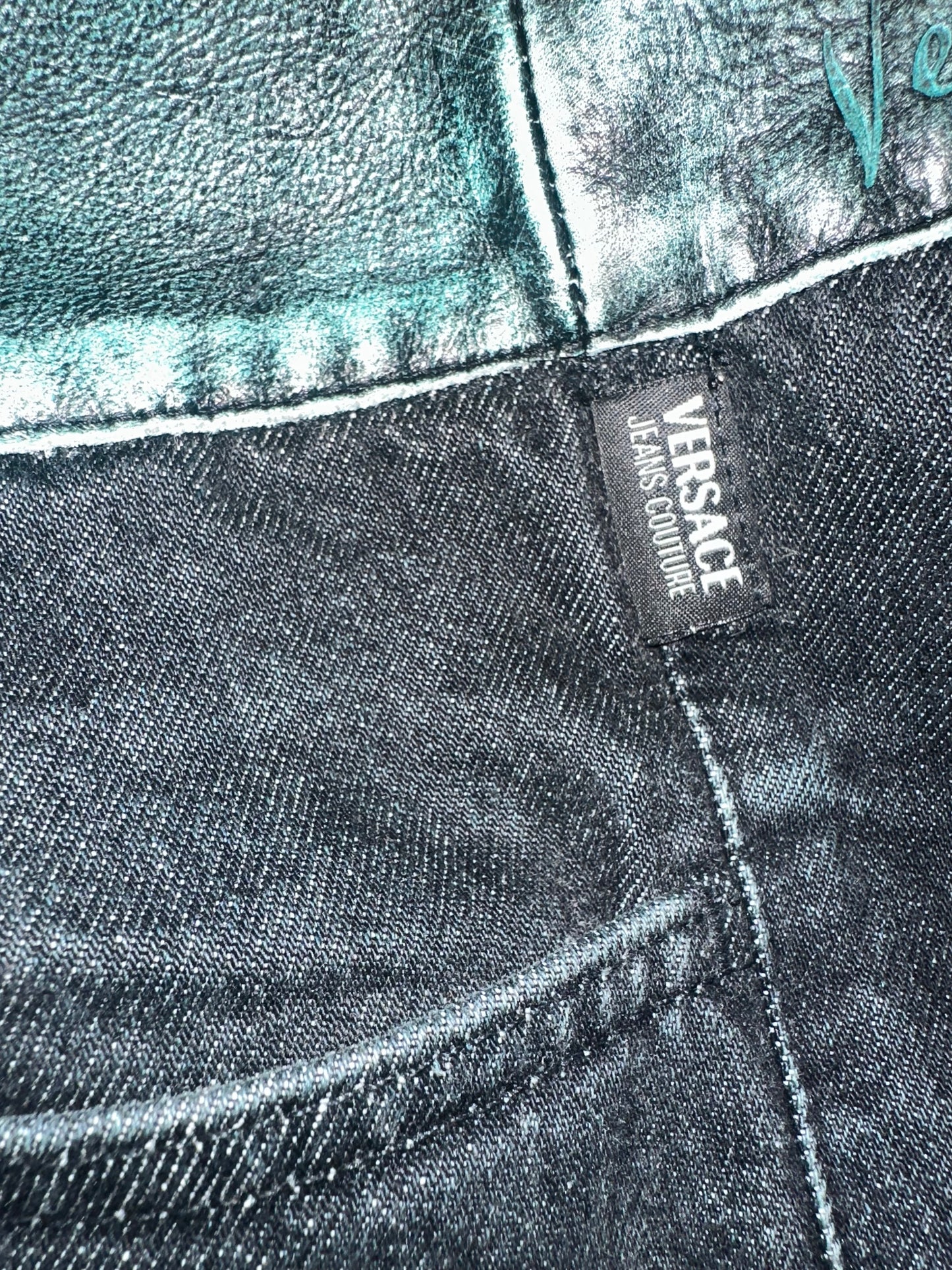 Vintage Versace Denim with Leather Waistband