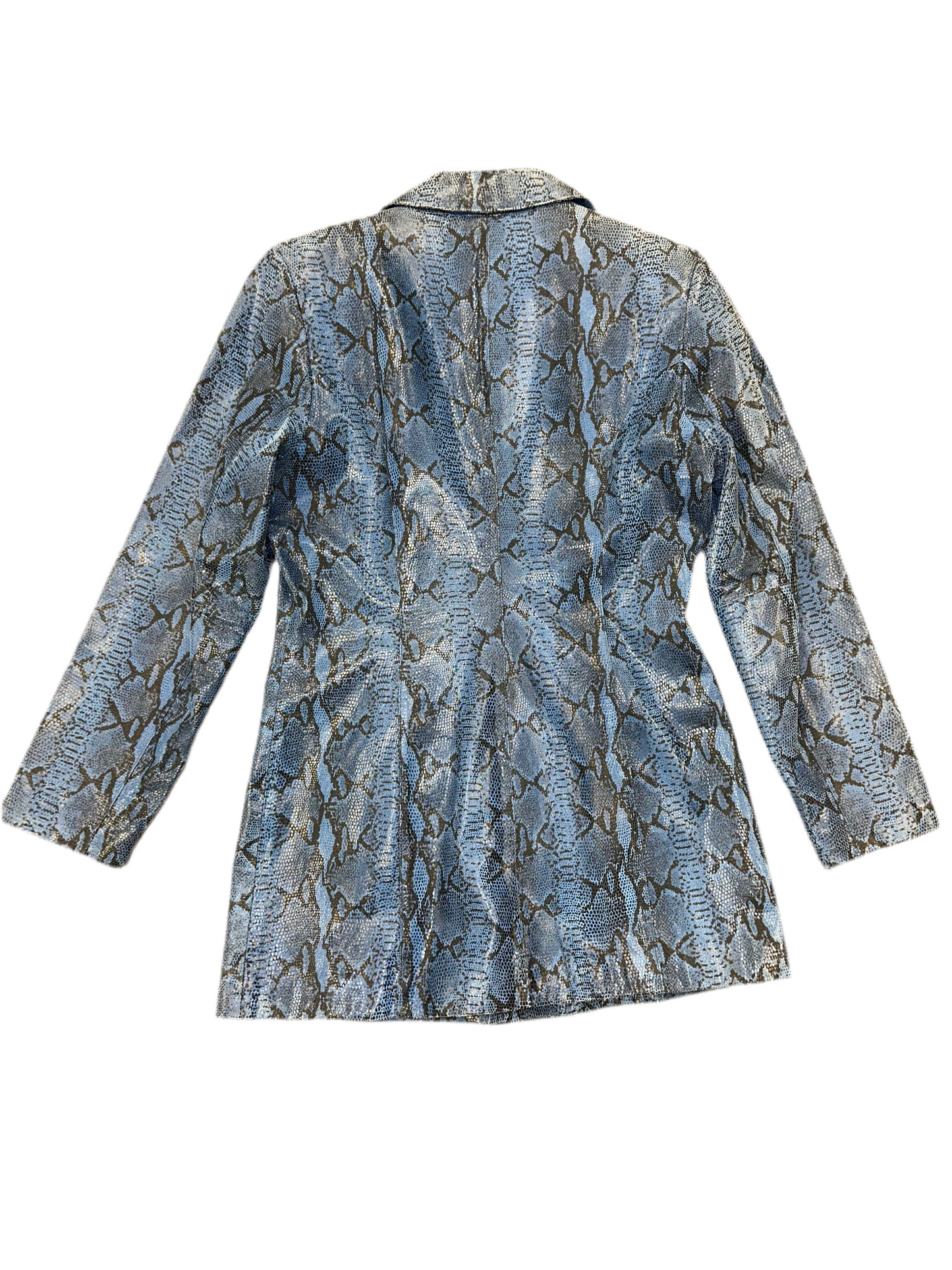 Vintage Blue Leather Snakeskin Jacket