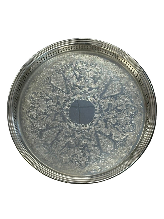Antique Silver Tray with Lip