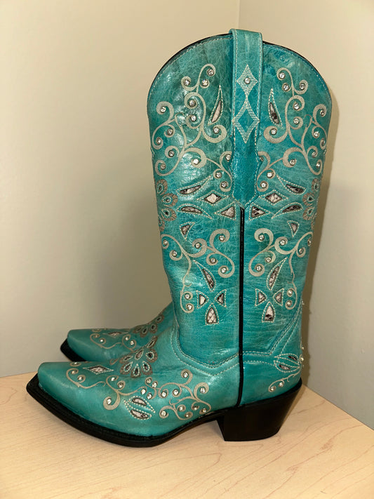 Vintage Turquoise Cowboy Boots