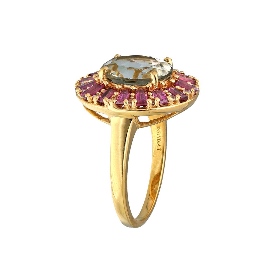 Gold Vermeil Silver Celestial Courtship Green Amethyst Ring