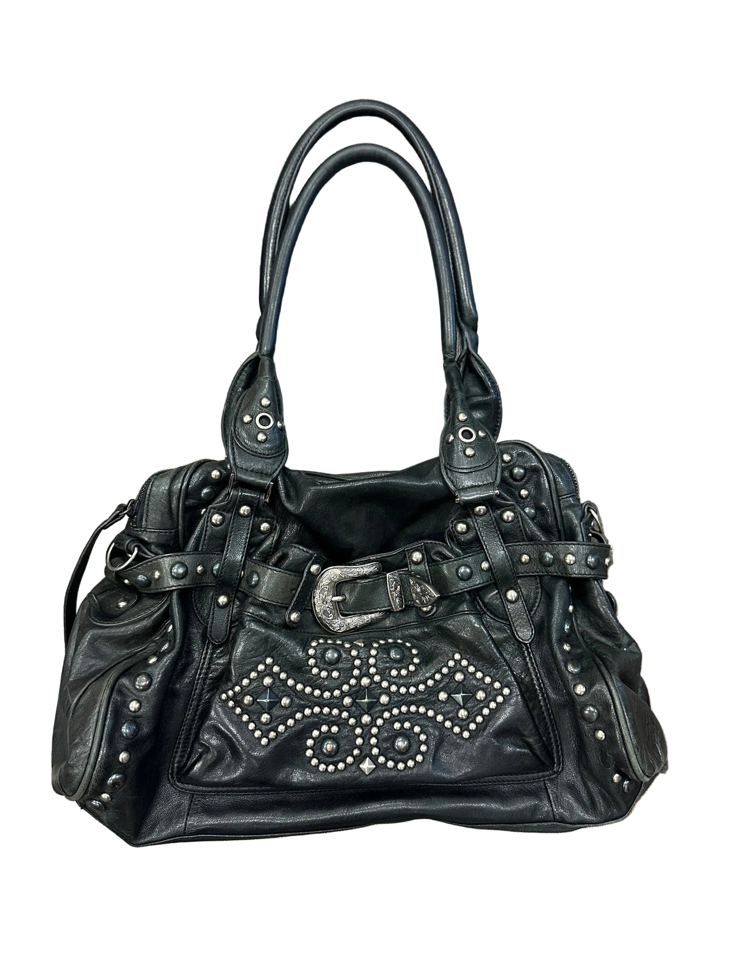 Vintage Slouchy Leather Studded Handbag