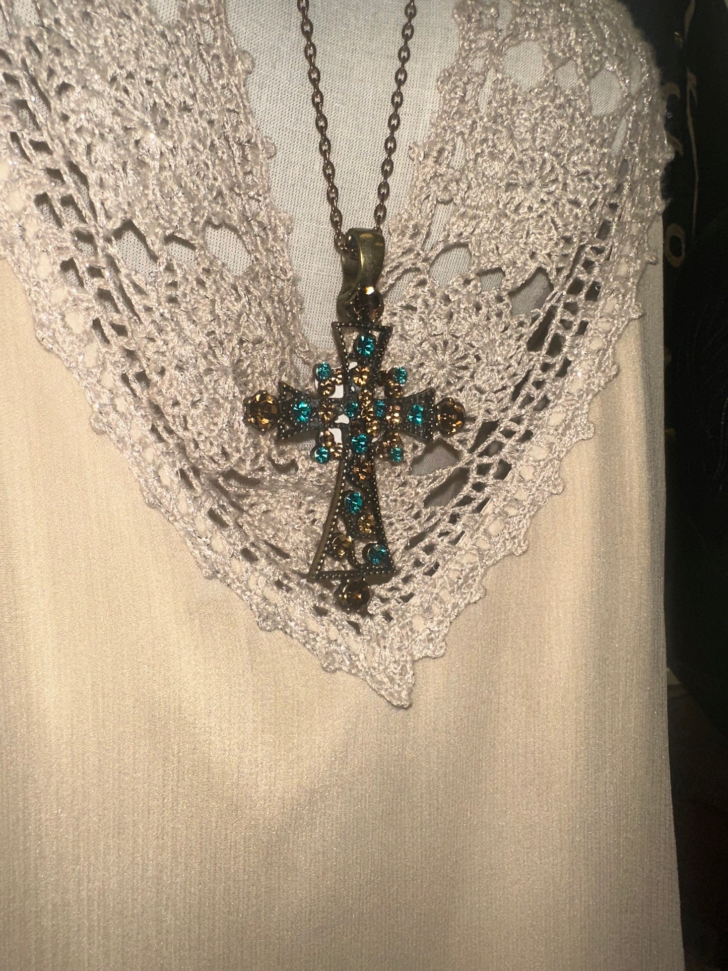 Vintage Long Cross Necklace
