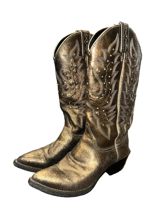 Vintage Metallic Rhinestone Cowboy Boots