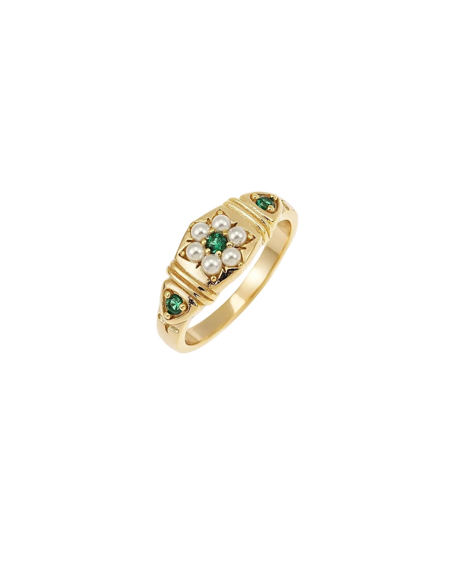 Charlotte Pearl Emerald Ring