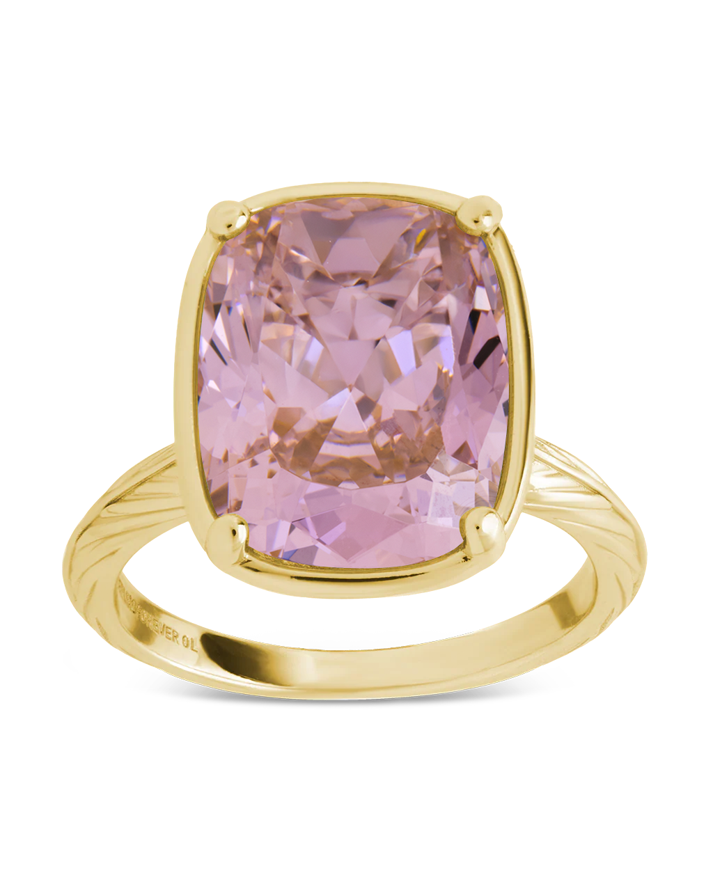 Sterling Silver Elongated Cushion Pink Sapphire CZ Cocktail Ring