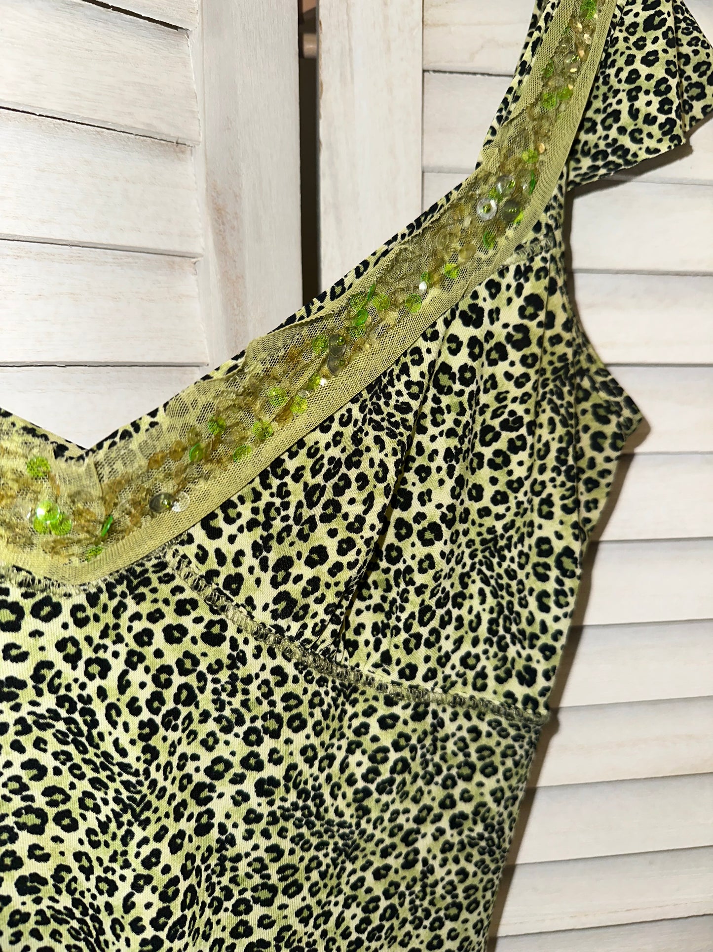 Y2K Green Cheetah Dress