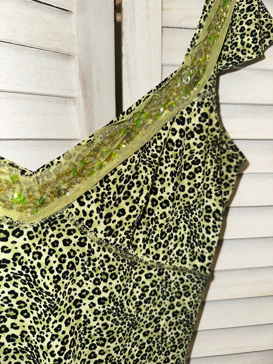 Y2K Green Cheetah Dress