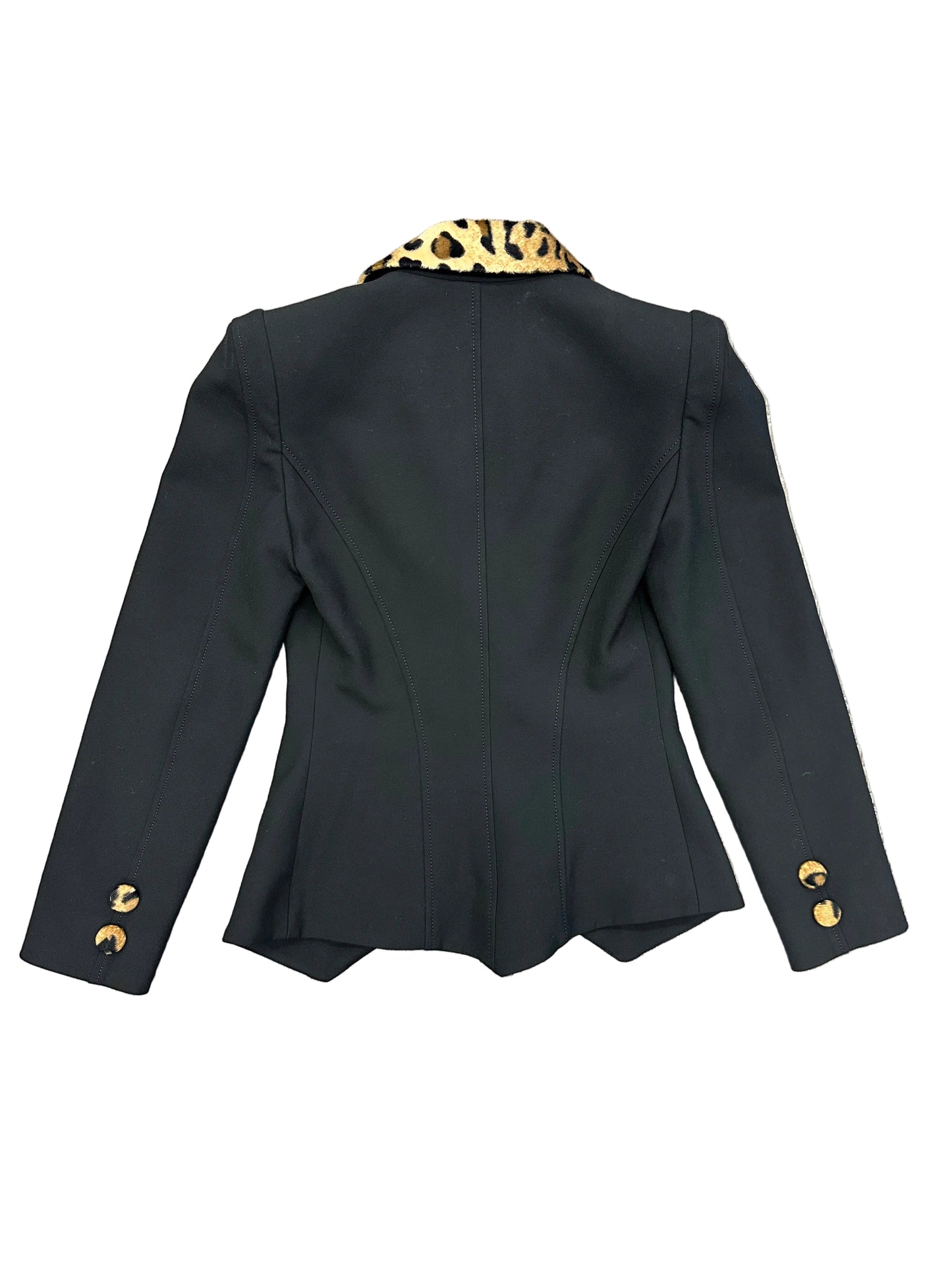 Tailored Blazer with Leopard Lapel