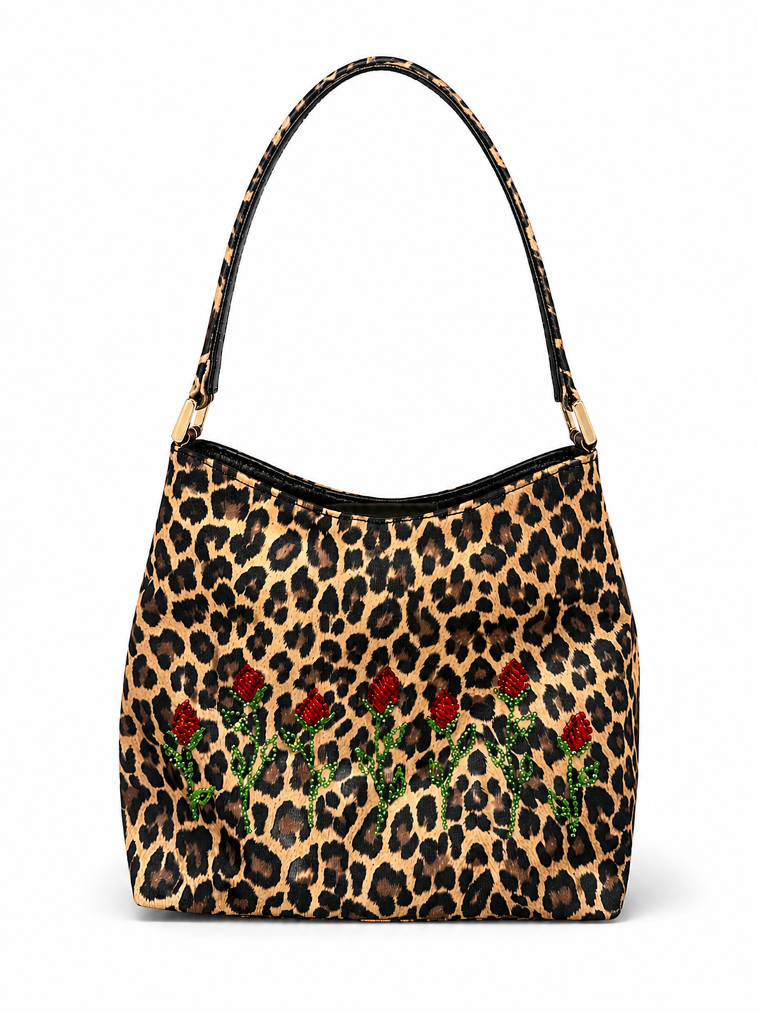 Vintage Isabella Fiore Cheetah Handbag with Beaded Roses
