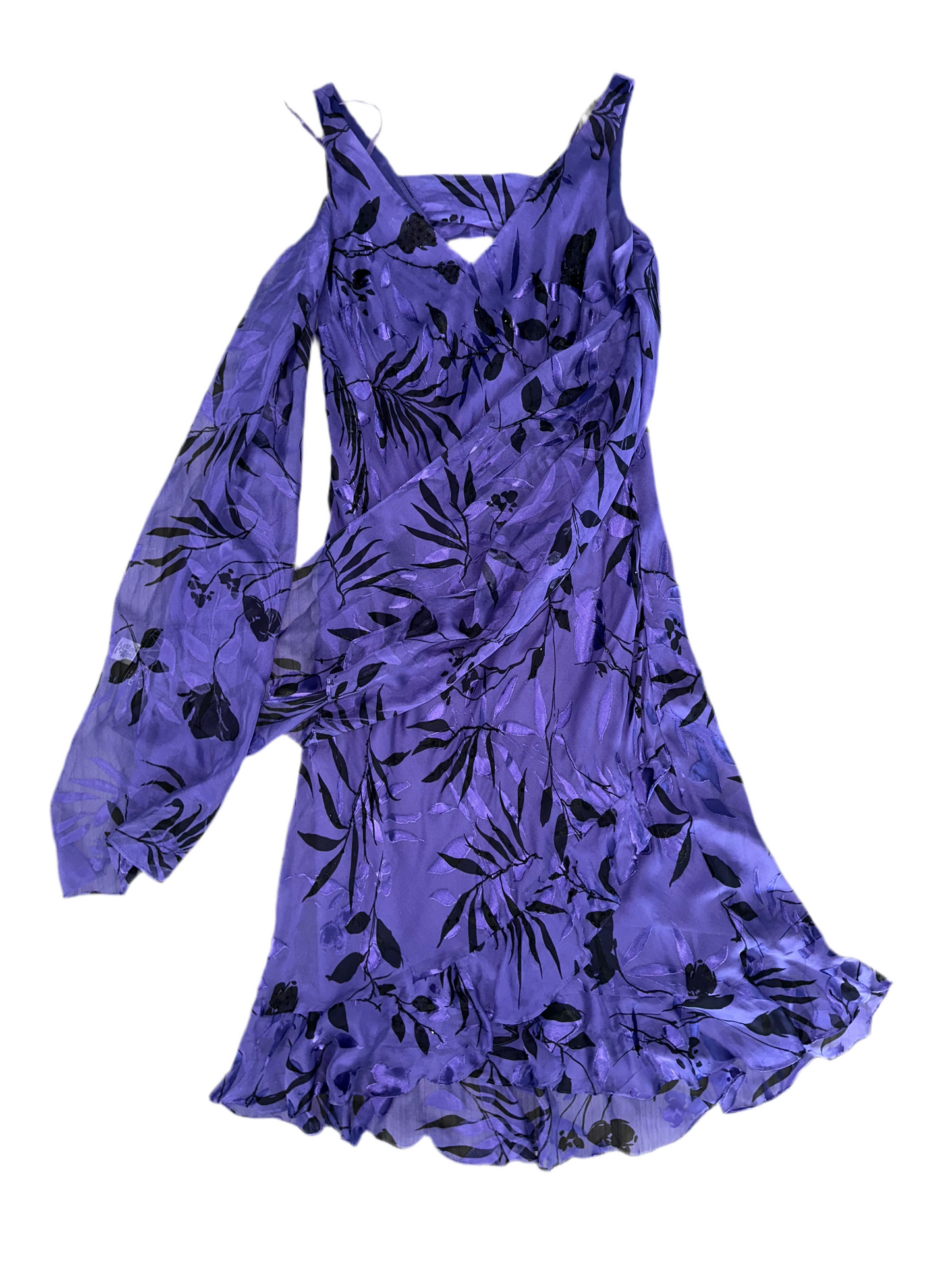 Vintage Silk Purple Dress with Matching Scarf