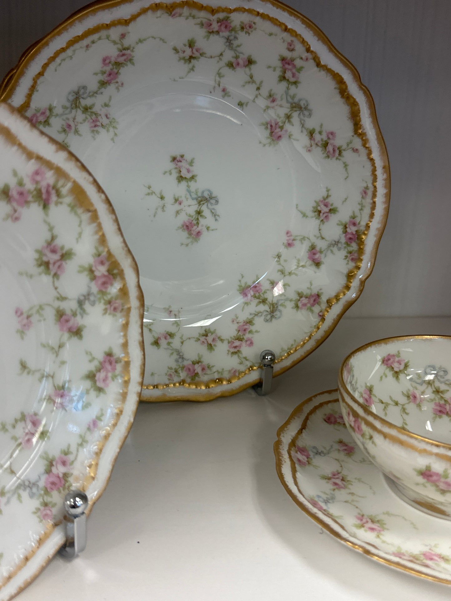 Vintage Limoges Pink Floral Medium Bowl Dish