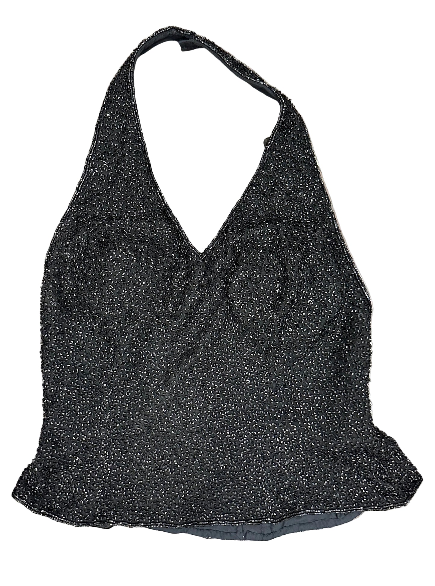 Vintage Beaded Halter Low Back Top