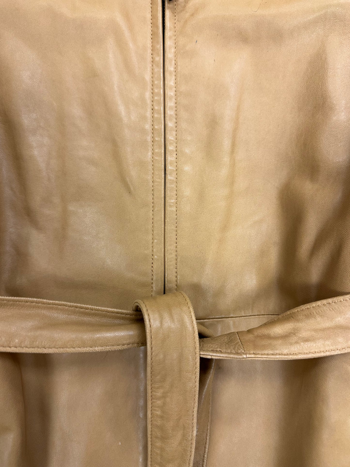 Vintage Genuine Leather Belted Jacket