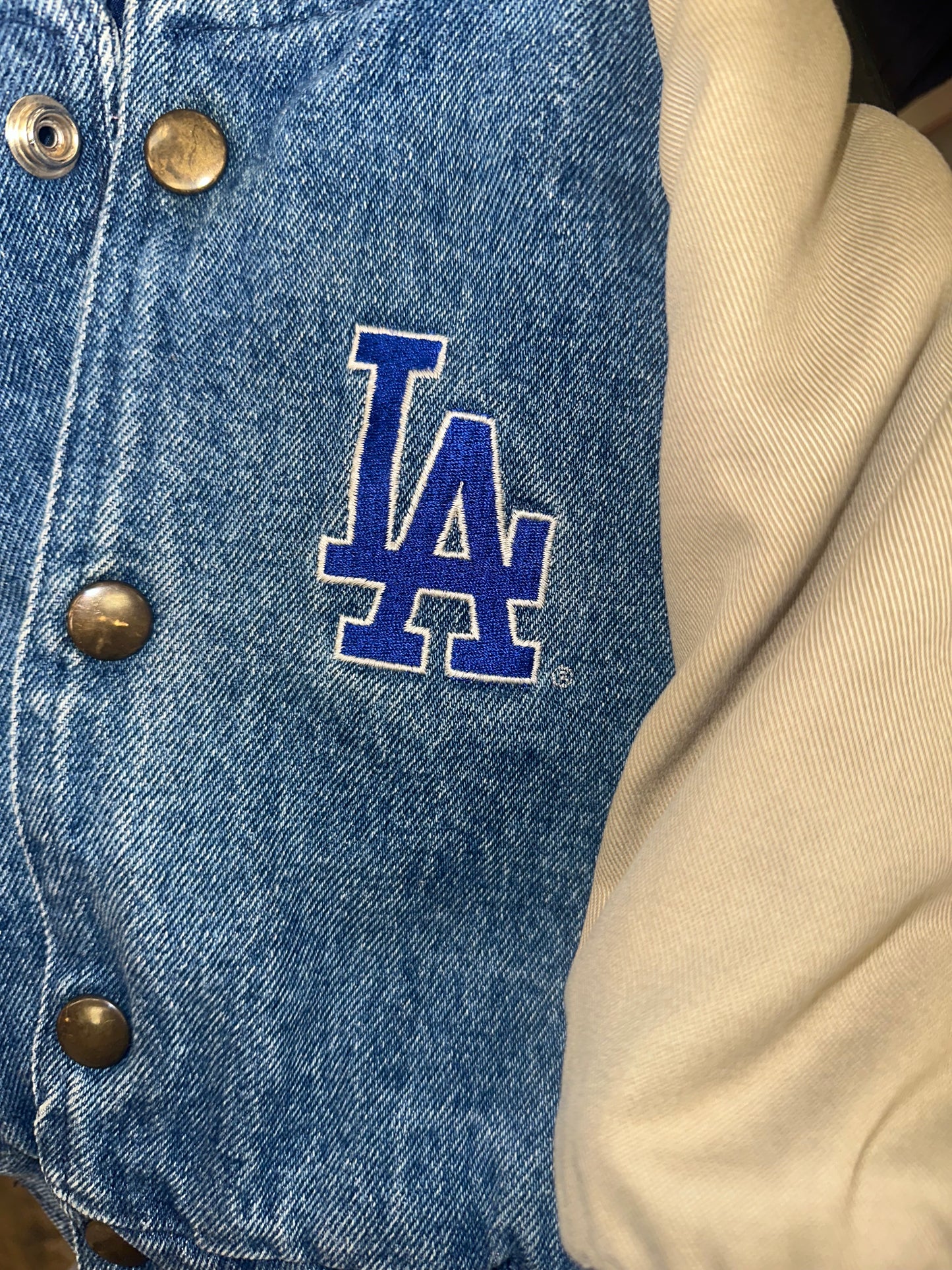 Vintage 90s Baby Dodgers Denim Bomber Jacket
