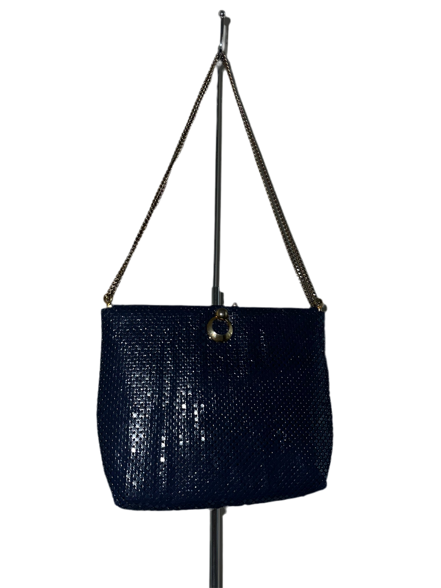 Vintage Whiting and Davis Navy Chainmail Purse