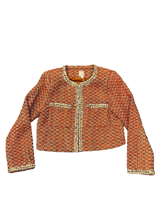 Orange Cropped Tweed Jacket
