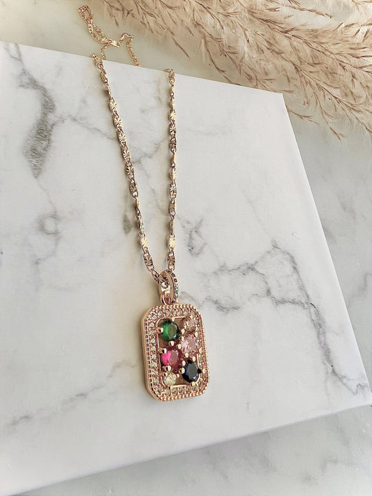 GALYNT Color Stone Tag Necklace