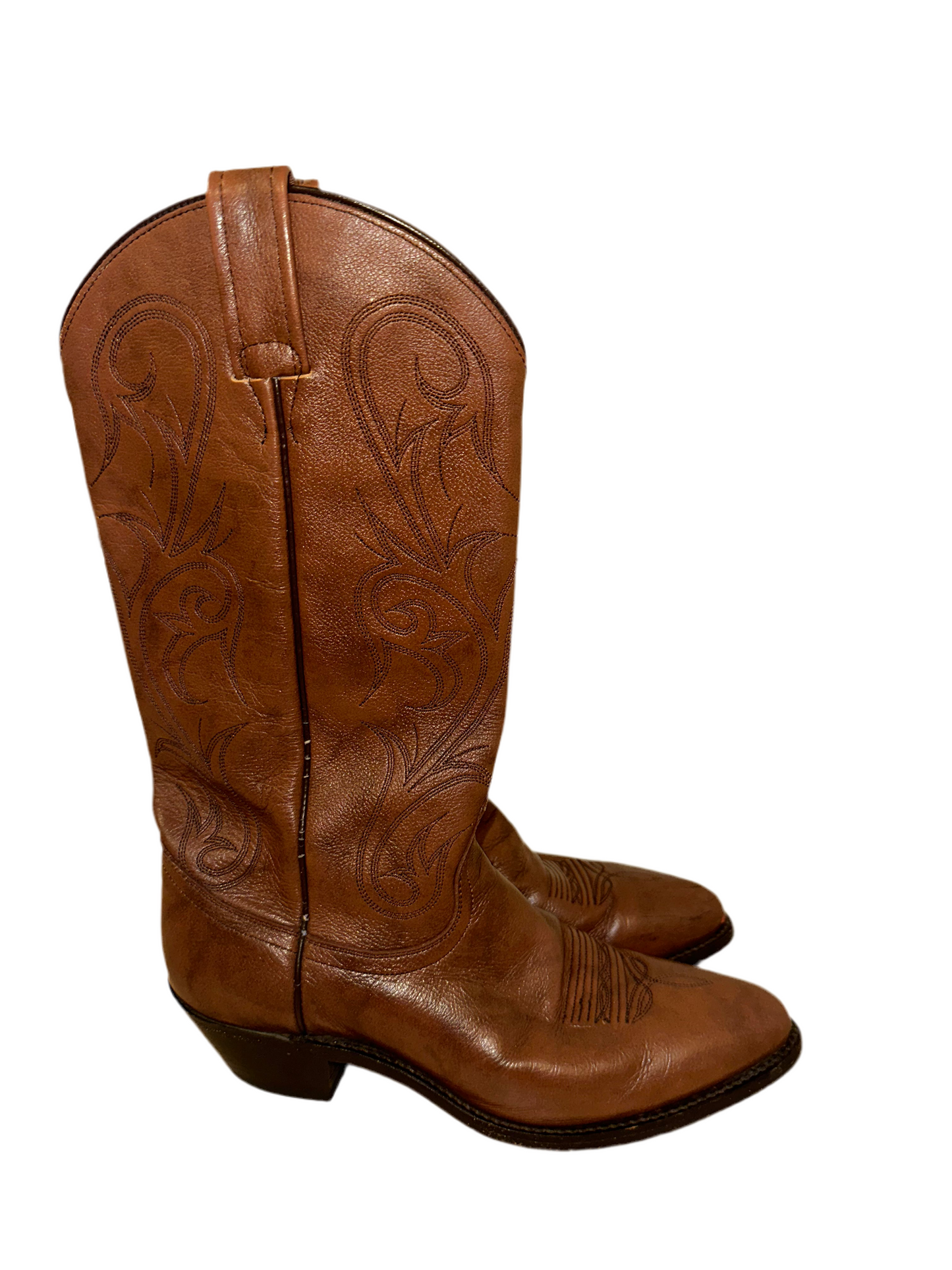 Vintage Brown Leather Cowboy Boots