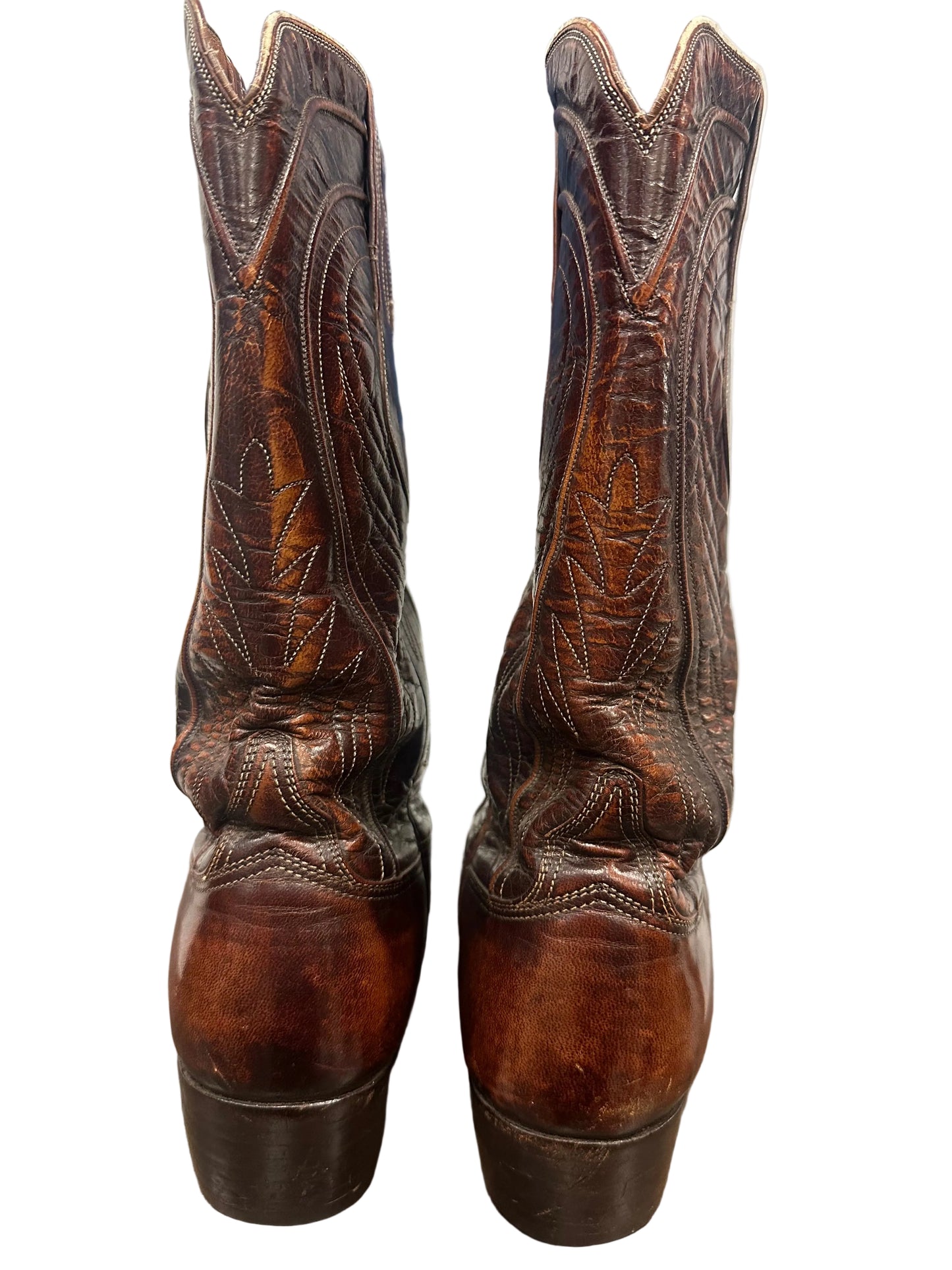 Vintage Cognac Brown Lucchese Cowboy Boots