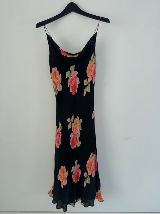 Vintage Floral Silk Dress