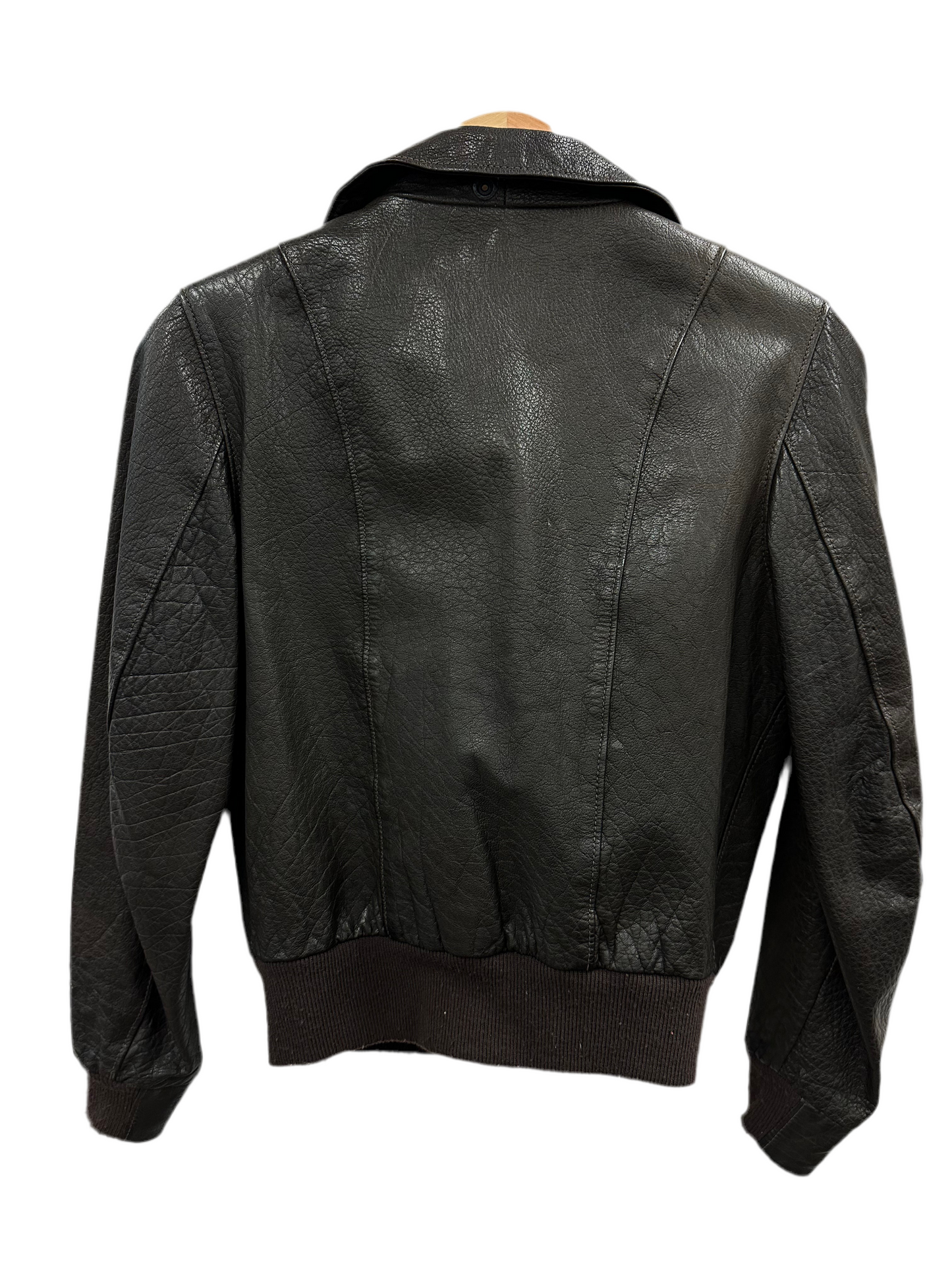 Vintage Brown Leather Bomber Jacket