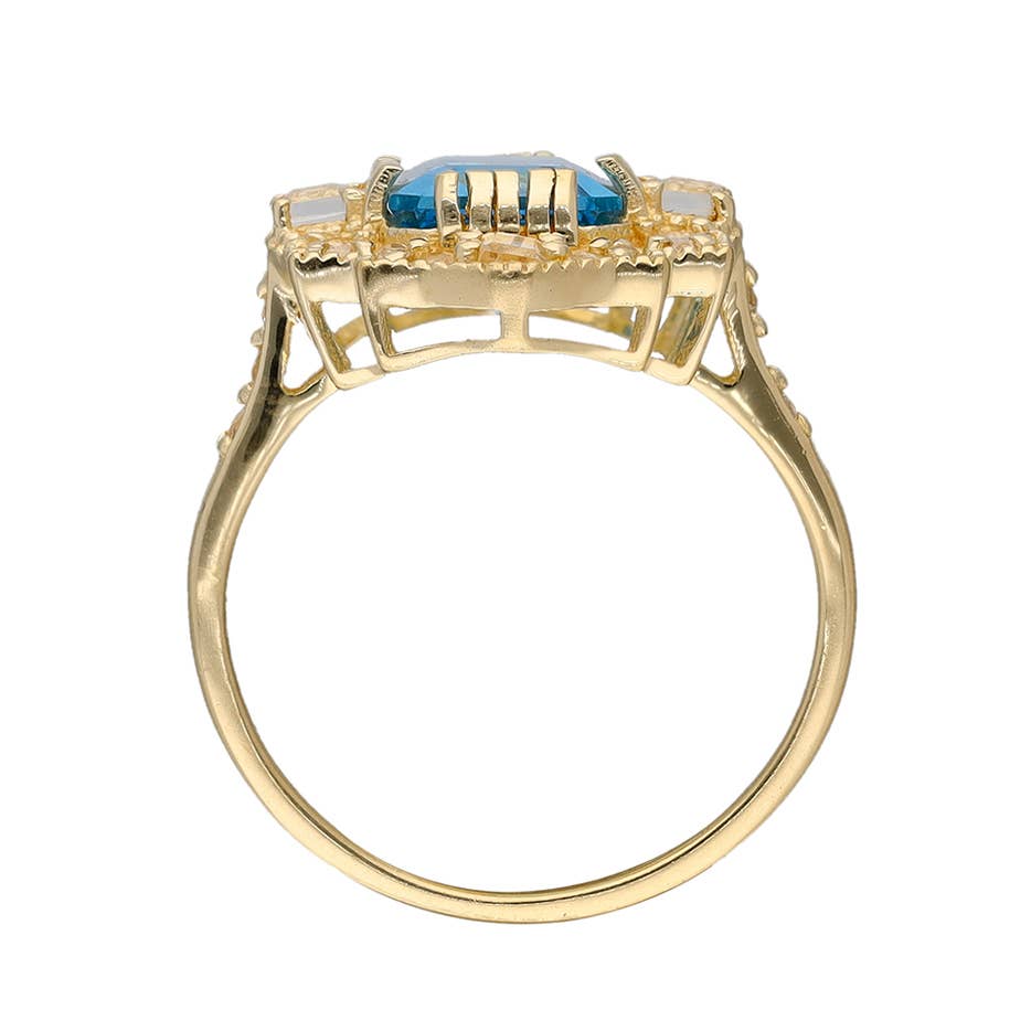 18K Gold Vermiel Silver Swiss Blue Topaz Imperial Azure Ring