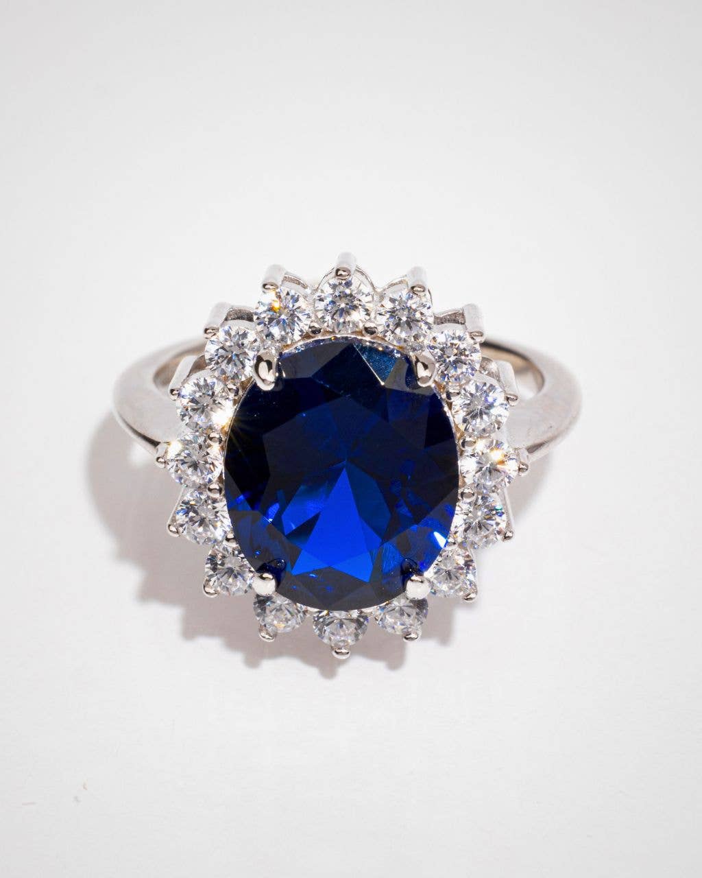 Sterling Silver Sapphire Halo Ring