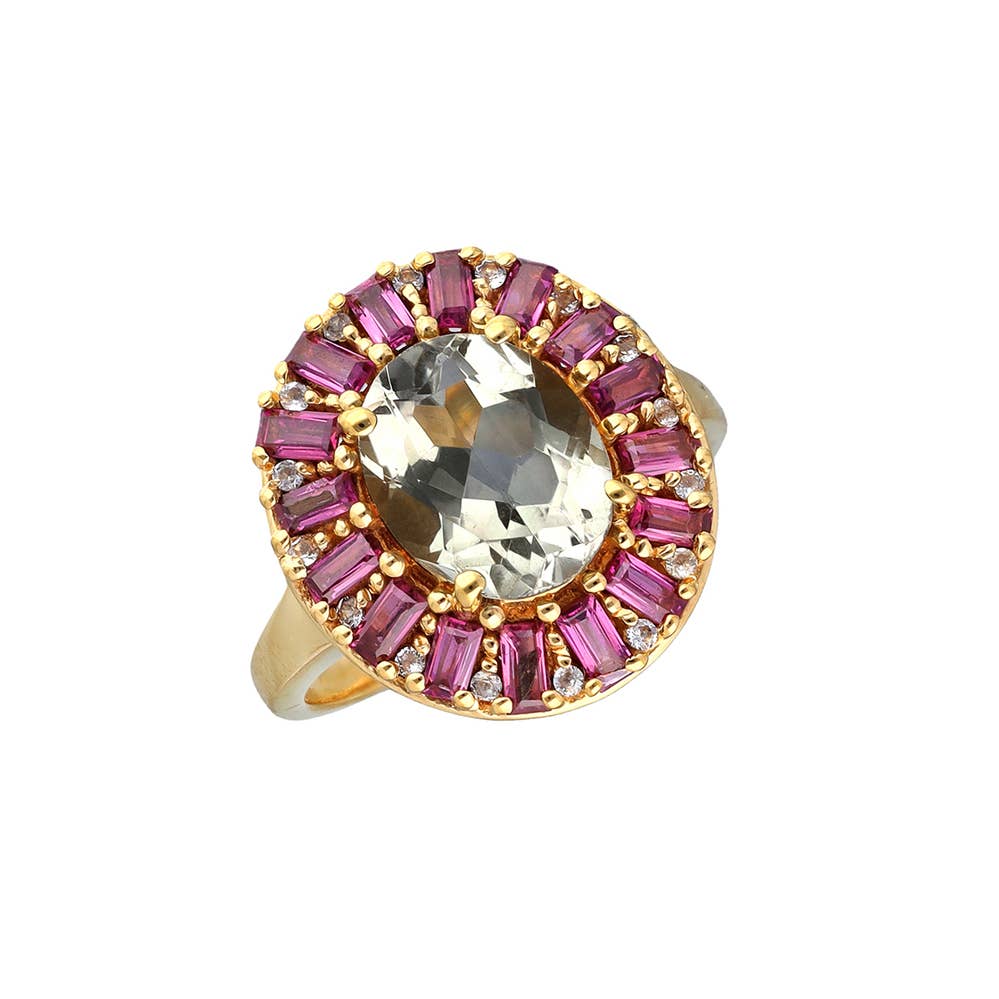 Gold Vermeil Silver Celestial Courtship Green Amethyst Ring