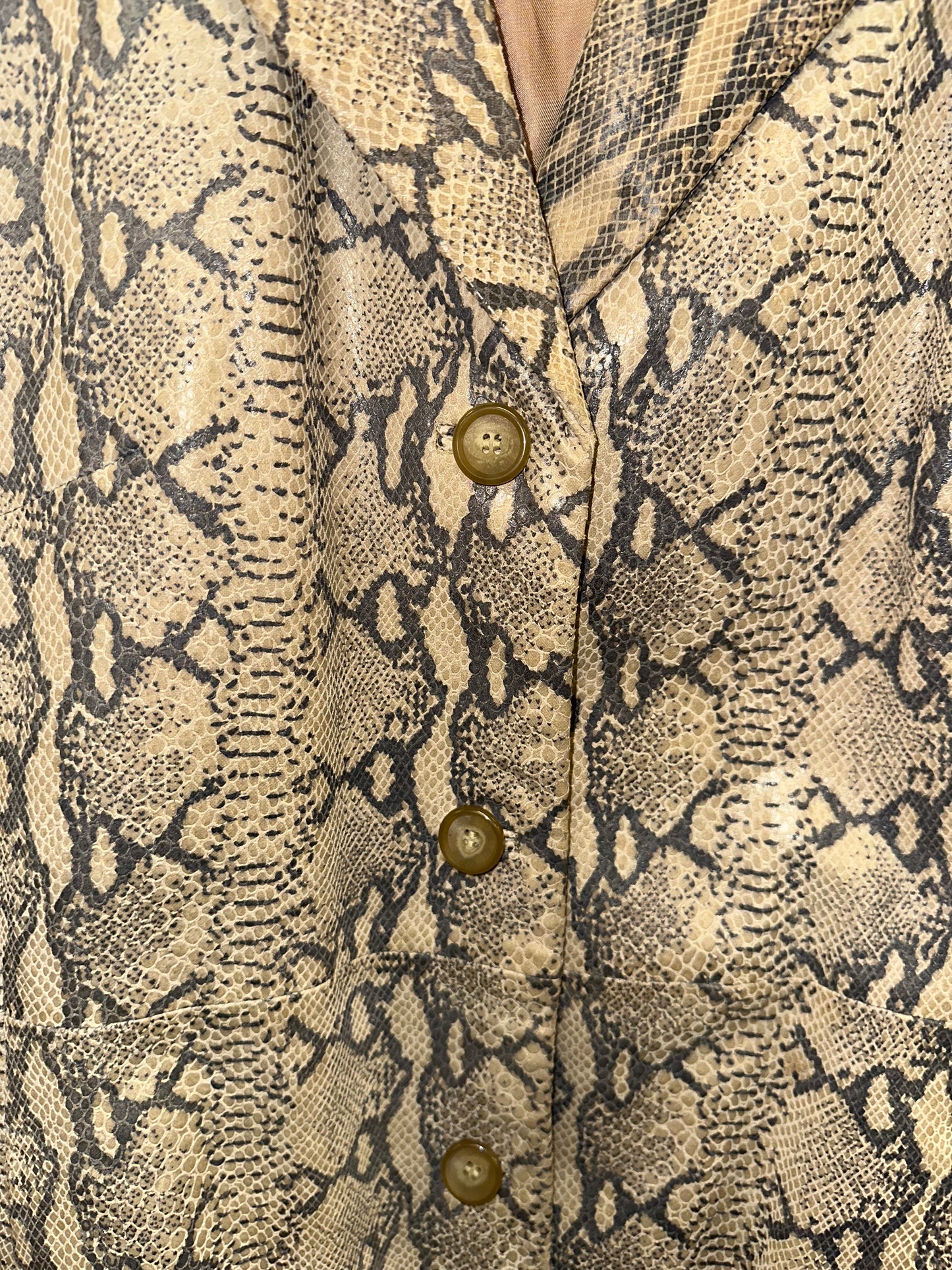 Vintage Leather Snake Print Trench